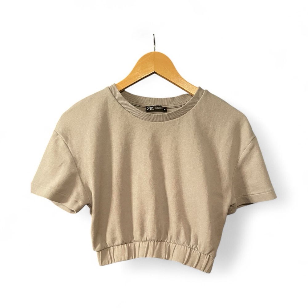 Zara Gray Cropped Women's Top - Picture 2 of 3